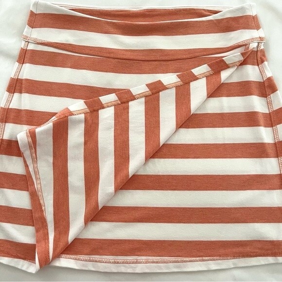 Athleta Orange and White Ribbon Striped Faux Wrap Skirt, Size S - Picture 9 of 12